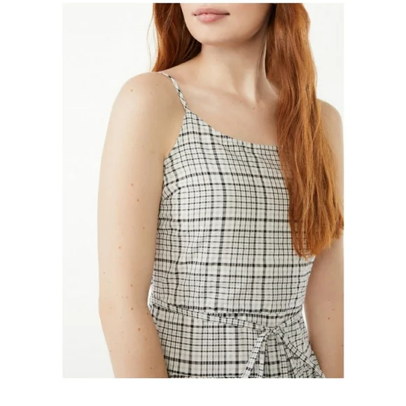 Free Assembly Dresses | Free Assembly Women's Summer Strappy Tiered Midi Dress | Color: Gray/White | Size: S | Ninelrl's Closet